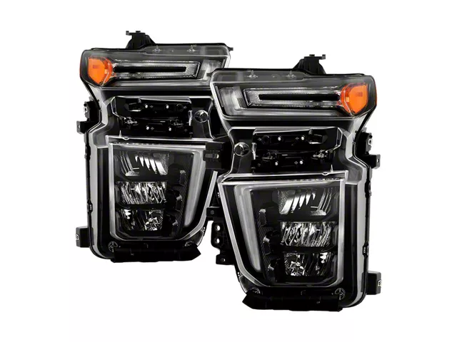 OE Style Headlights; Black Housing; Clear Lens (20-23 Silverado 2500 HD w/ Factory LED Headlights)