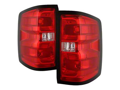 OE Style Tail Lights; Chrome Housing; Red Lens (15-19 Silverado 2500 HD w/ Factory Halogen Tail Lights)