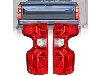 OE Style Tail Lights; Chrome Housing; Red Lens (20-23 Silverado 2500 HD w/ Factory Halogen Tail Lights)