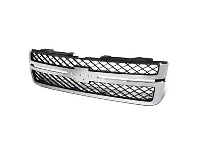 OE Style Upper Replacement Grille; Chrome/Dark Gray (11-14 Silverado 2500 HD)