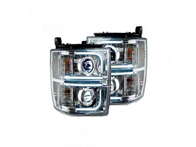 OLED Halo Projector Headlights; Chrome Housing; Clear Lens (15-19 Silverado 2500 HD)