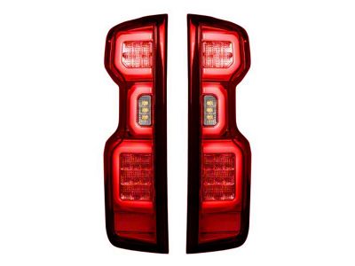 OLED Tail Lights; Chrome Housing; Red Lens (20-23 Silverado 2500 HD w/ Factory LED Tail Lights)