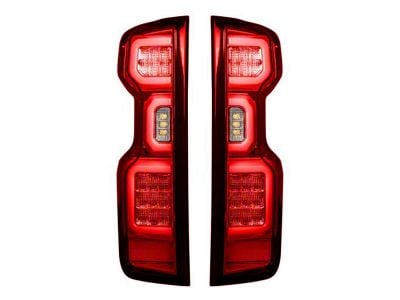 OLED Tail Lights; Chrome Housing; Red Lens (20-23 Silverado 2500 HD w/ Factory LED Tail Lights)