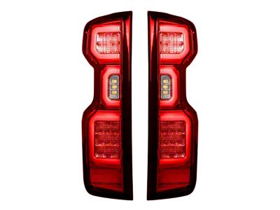 OLED Tail Lights; Chrome Housing; Red Lens (20-23 Silverado 2500 HD w/ Factory Halogen Tail Lights)