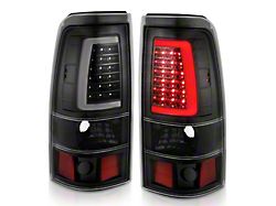 Plank Style LED Tail Lights; Black Housing; Clear Lens (01-02 Silverado 2500 HD)