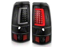 Plank Style LED Tail Lights; Black Housing; Clear Lens (03-06 Silverado 2500 HD)