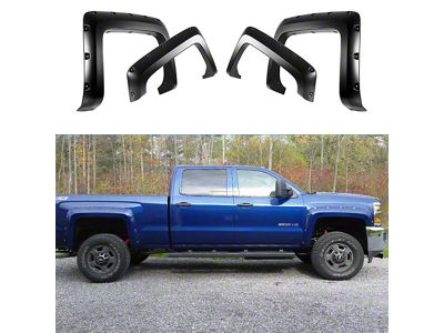 Pocket Dimple Style Fender Flares; Smooth Black (15-19 Silverado 2500 HD SRW)