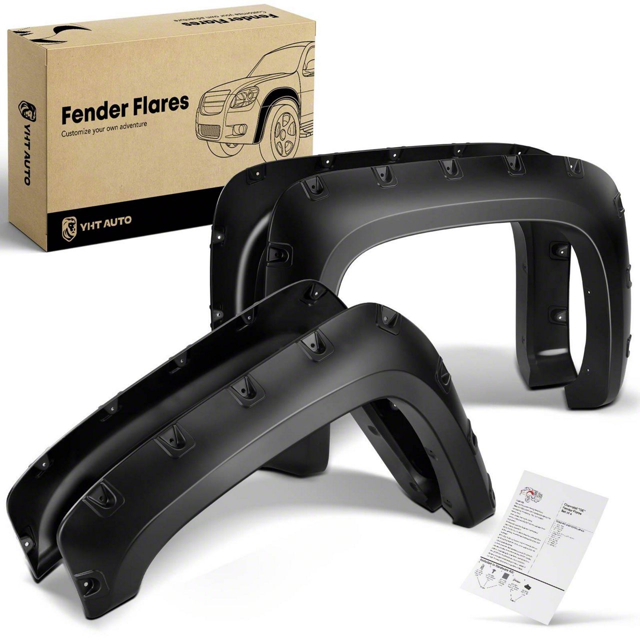 Xtreme Trux Textured Black Pocket Rivet Bolt Fender Flares For Silverado 2500 3500 2014-2019 – Set Of 4