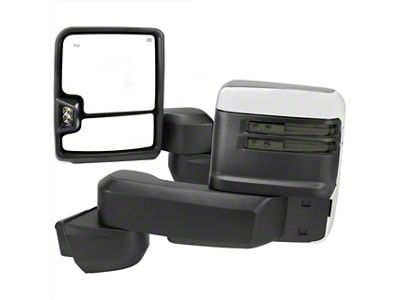 Powered Heated Manual Extendeable Towing Mirrors with Smoked LED Turn Signals; Chrome (20-24 Silverado 2500 HD)