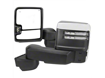 Powered Heated Manual Extendeable Towing Mirrors with Clear LED Turn Signals; Chrome (20-24 Silverado 2500 HD)