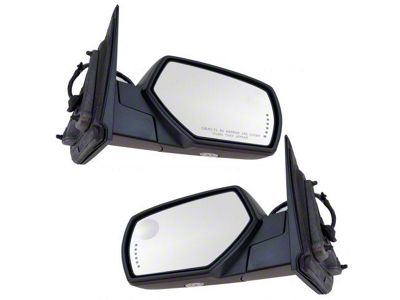 Powered Heated Memory Side Mirrors with Puddle Lights; Textured Black (15-19 Silverado 2500 HD)