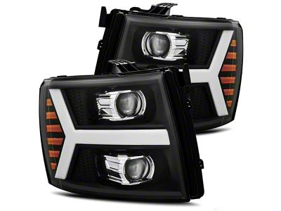 PRO-Series Projector Headlights; Matte Black Housing; Clear Lens (07-14 Silverado 2500 HD)