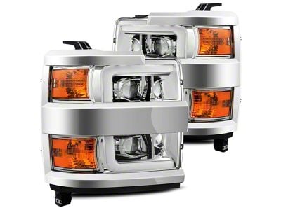 PRO-Series Projector Headlights; Chrome Housing; Clear Lens (15-19 Silverado 2500 HD)