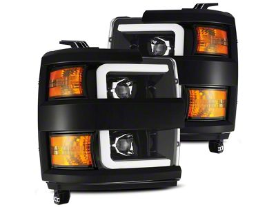 PRO-Series Projector Headlights; Jet Black Housing; Clear Lens (15-19 Silverado 2500 HD)