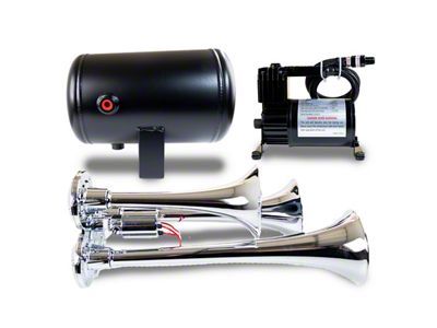 ProBlaster Compact Triple Air Horn System; Chrome (Universal; Some Adaptation May Be Required)