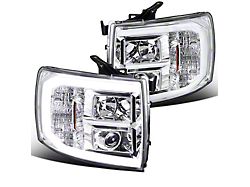 Dual Halo Projector Headlights; Chrome Housing; Clear Lens (07-14 Silverado 2500 HD)