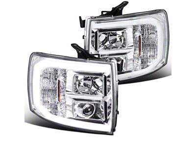Dual Halo Projector Headlights; Chrome Housing; Clear Lens (07-14 Silverado 2500 HD)