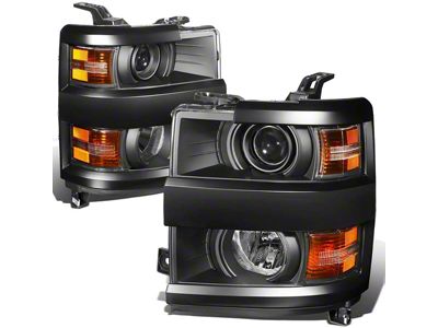 Projector Headlight with Amber Corner Lights; Black Housing; Clear Lens (15-19 Silverado 2500 HD)