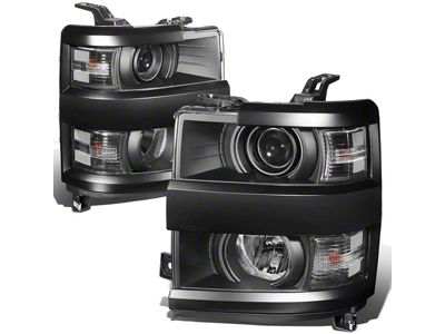 Projector Headlight with Clear Corner Lights; Black Housing; Clear Lens (15-19 Silverado 2500 HD)