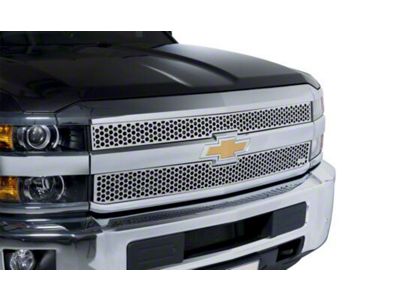 Putco Punch Design Upper Overlay Grilles; Polished (15-19 Silverado 2500 HD)