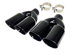 Quad Staggered Slant Cut Exhaust Tips; 4-Inch; Gloss Black (Fits 3-Inch Tailpipe)