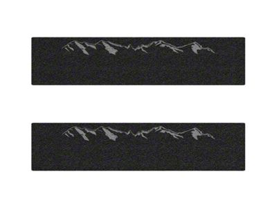 Rear Door Sill Protection with Mountain Logo; Textured Black (15-24 Silverado 2500 HD Crew Cab)
