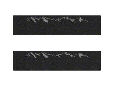 Rear Door Sill Protection with Mountain Logo; Textured Black (15-23 Silverado 2500 HD Crew Cab)