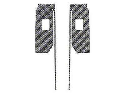 Rear Door Switch Accent Trim; Domed Carbon Fiber (20-25 Silverado 2500 HD Double Cab, Crew Cab)