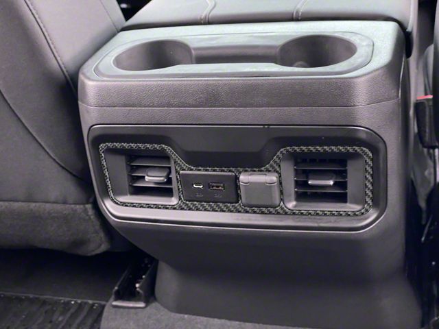 Rear USB Accent Trim; Domed Carbon Fiber (20-24 Silverado 2500 HD)