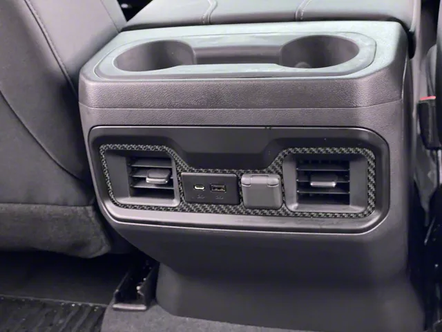 Rear USB Accent Trim; Matte Domed Carbon Fiber (20-24 Silverado 2500 HD)