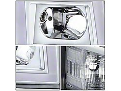 Rectangle LED DRL Headlights with Clear Corners; Chrome Housing; Clear Lens (07-14 Silverado 2500 HD)