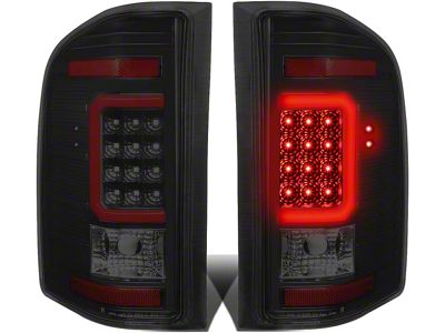 Red C-Bar LED Tail Lights; Black Housing; Smoked Lens (07-14 Silverado 2500 HD)