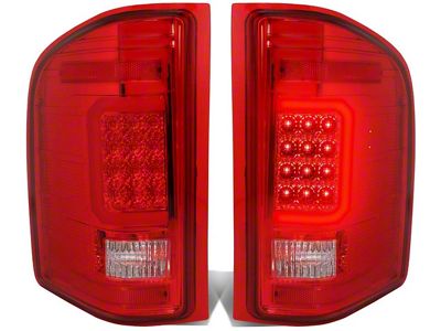 Red C-Bar LED Tail Lights; Chrome Housing; Red Lens (07-14 Silverado 2500 HD)