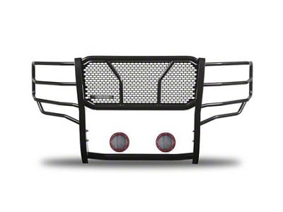Rugged Heavy Duty Grille Guard with 5.30-Inch Red Round LED Lights; Black (15-19 Silverado 2500 HD)