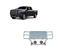 Rugged Heavy Duty Grille Guard with 5.30-Inch Red Round LED Lights; Black (20-24 Silverado 2500 HD)