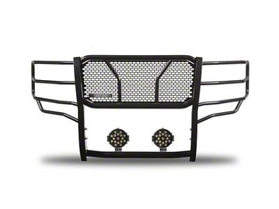 Rugged Heavy Duty Grille Guard with 7-Inch Black Round LED Lights; Black (11-14 Silverado 2500 HD)