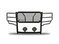 Rugged Heavy Duty Grille Guard with 7-Inch Black Round LED Lights; Black (15-19 Silverado 2500 HD)