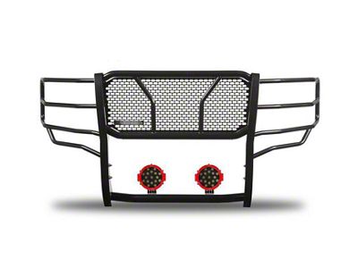 Rugged Heavy Duty Grille Guard with 7-Inch Red Round LED Lights; Black (11-14 Silverado 2500 HD)