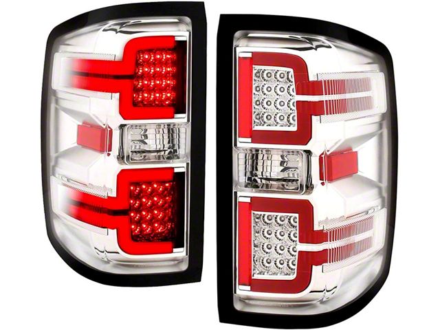 Sequential LED Tail Lights; Chrome Housing; Clear Lens (15-19 Silverado 2500 HD w/ Factory Halogen Tail Lights)