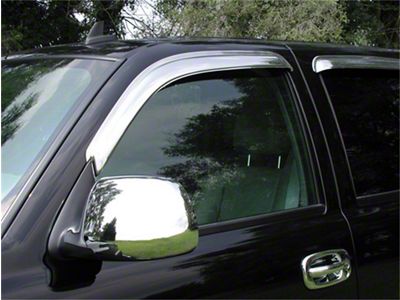 Tape-Onz Sidewind Deflectors; Front and Rear; Chrome (07-14 Silverado 2500 HD Crew Cab)