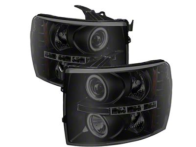 Signature Series CCFL Halo Projector Headlights; Black Housing; Smoked Lens (07-14 Silverado 2500 HD)