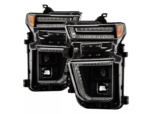 Signature Series Sequential Turn Signal Projector Headlights; Black Housing; Clear Lens (20-23 Silverado 2500 HD w/ Factory Halogen Headlights)