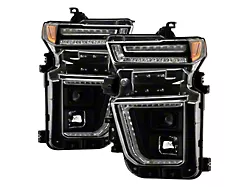 Signature Series Sequential Turn Signal Projector Headlights; Black Housing; Clear Lens (20-23 Silverado 2500 HD w/ Factory Halogen Headlights)