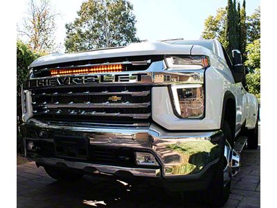 Single 30-Inch White LED Light Bar with Grille Mounting Brackets (20-24 Silverado 2500 HD)