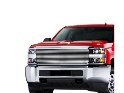 Stainless Steel Billet Upper Grille Insert; Chrome (15-19 Silverado 2500 HD)