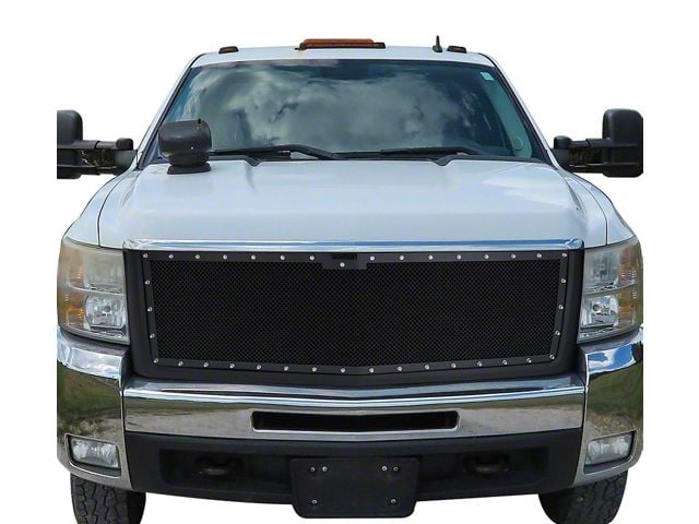 Stainless Steel Wire Upper Replacement Grille; Black (07-10 Silverado 2500 HD)