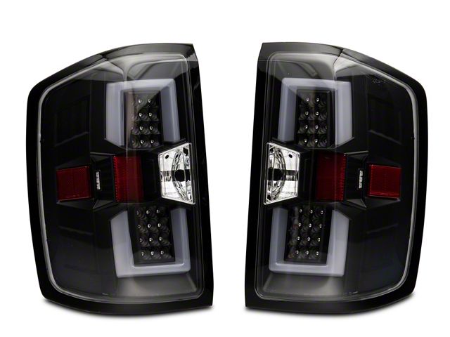 LED Tail Lights; Matte Black Housing; Clear Lens (14-17 Silverado 2500 HD w/ Factory Halogen Tail Lights)