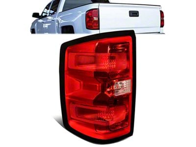 Tail Light; Chrome Housing; Red Lens; Driver Side (15-19 Silverado 2500 HD w/ Factory Halogen Tail Lights)