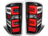 Red C-Bar LED Tail Lights; Black Housing; Clear Lens (15-19 Silverado 2500 HD w/o Factory LED Tail Lights)
