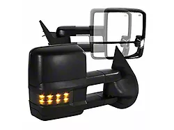 Powered Heated Manual Extendable Towing Mirrors with Smoked Turn Signals; Textured Black (07-14 Silverado 2500 HD)